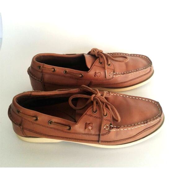 Polo Ralph Lauren Barx Tan Brown Leather Men\'s Boat Loafer Shoes 11D